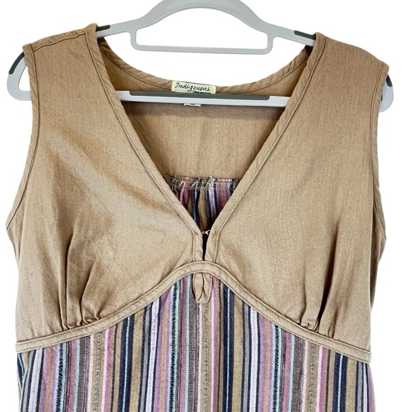 Indigenous One Weave Dress Organic Cotton Artisan-made Striped Earthy Colors M - Picture 3 of 11